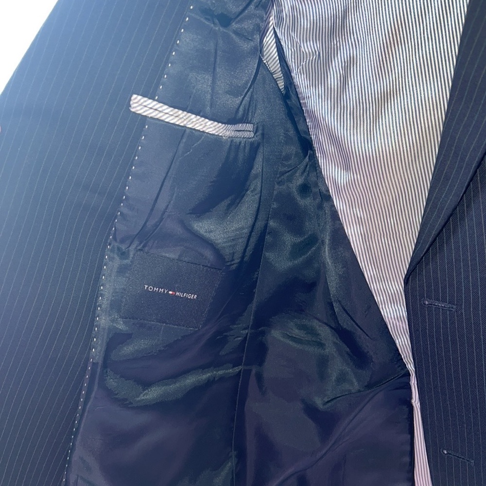 Tommy Hilfiger Navy Striped Suit Set Jacket and pants - Picture 2 of 16